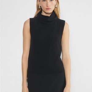 LOB Navy Blue Sleeveless Lightweight High Neck Sweater Shirt Blouse Size Small